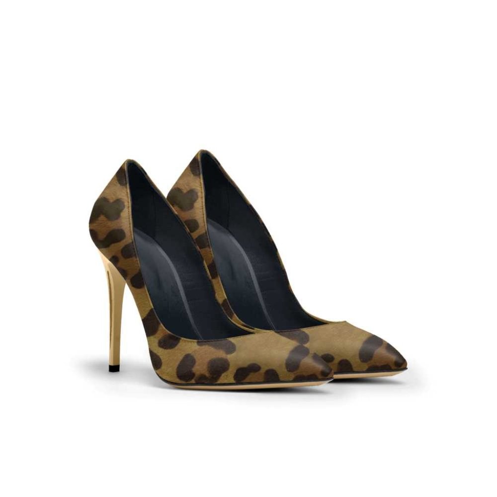 100% Italian Leather Leopard Design High Heels